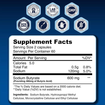 Natural Gut Health Sodium Butyrate Capsules