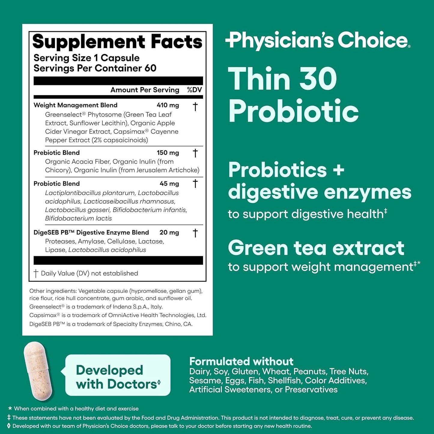 Natural Probiotics for Weight Loss - 60 Capsules
