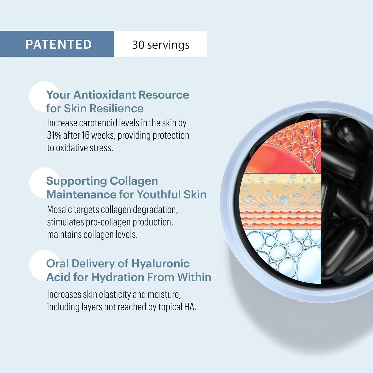 Natural Hyaluronic Acid Vitamins - 30 Softgels Skin Booster