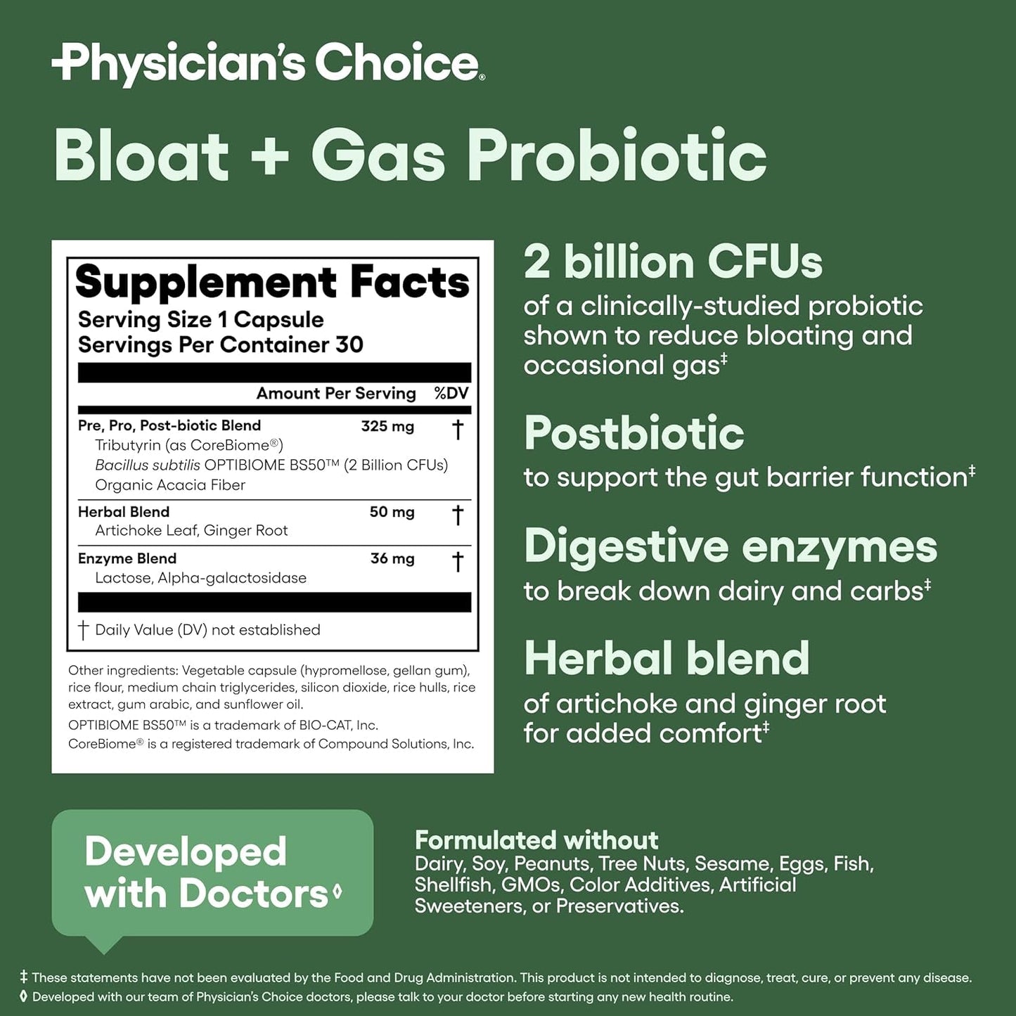 Natural Digestive Probiotic Capsules for Gas Relief