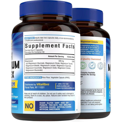 Best Magnesium Supplement 120 Capsules - Sleep Aid