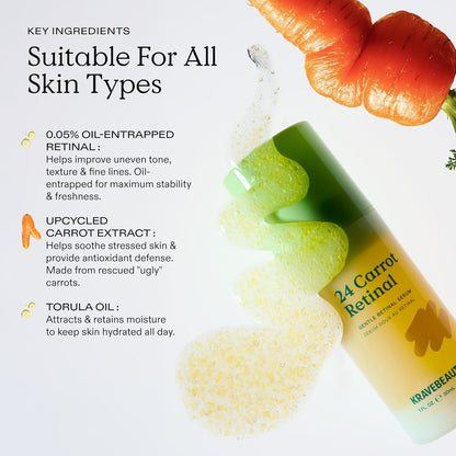 Krave Beauty 24 Carrot Retinal 30ml Gentle Formula Bright Skin
