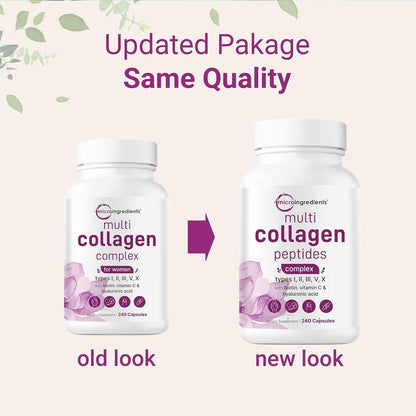 Premium Collagen Peptides Supplement - 240 Capsules