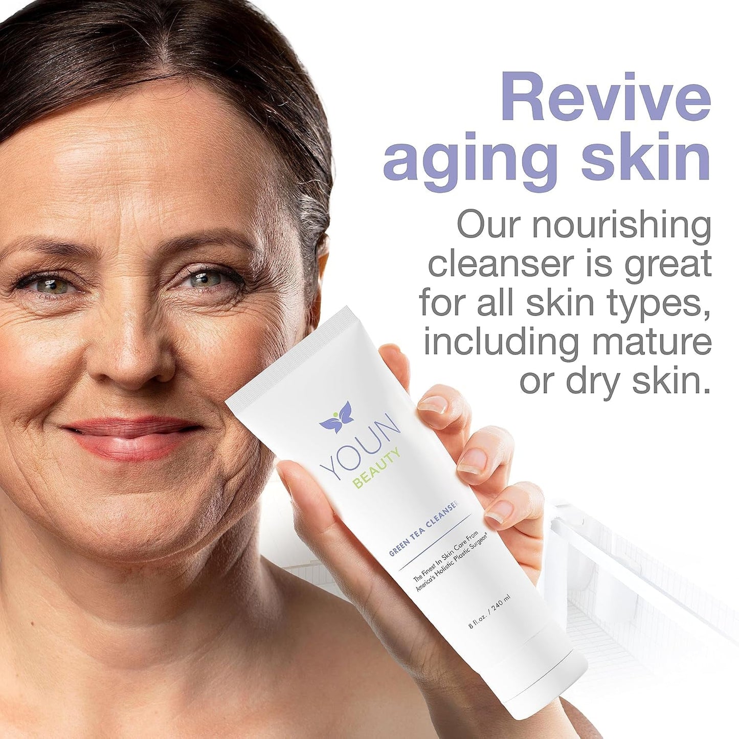 Natural Green Tea Face Cleanser - Soothing Moisturizing Wash