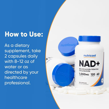 Premium NAD+ Supplement 120 Capsules 1000mg Anti Aging Support
