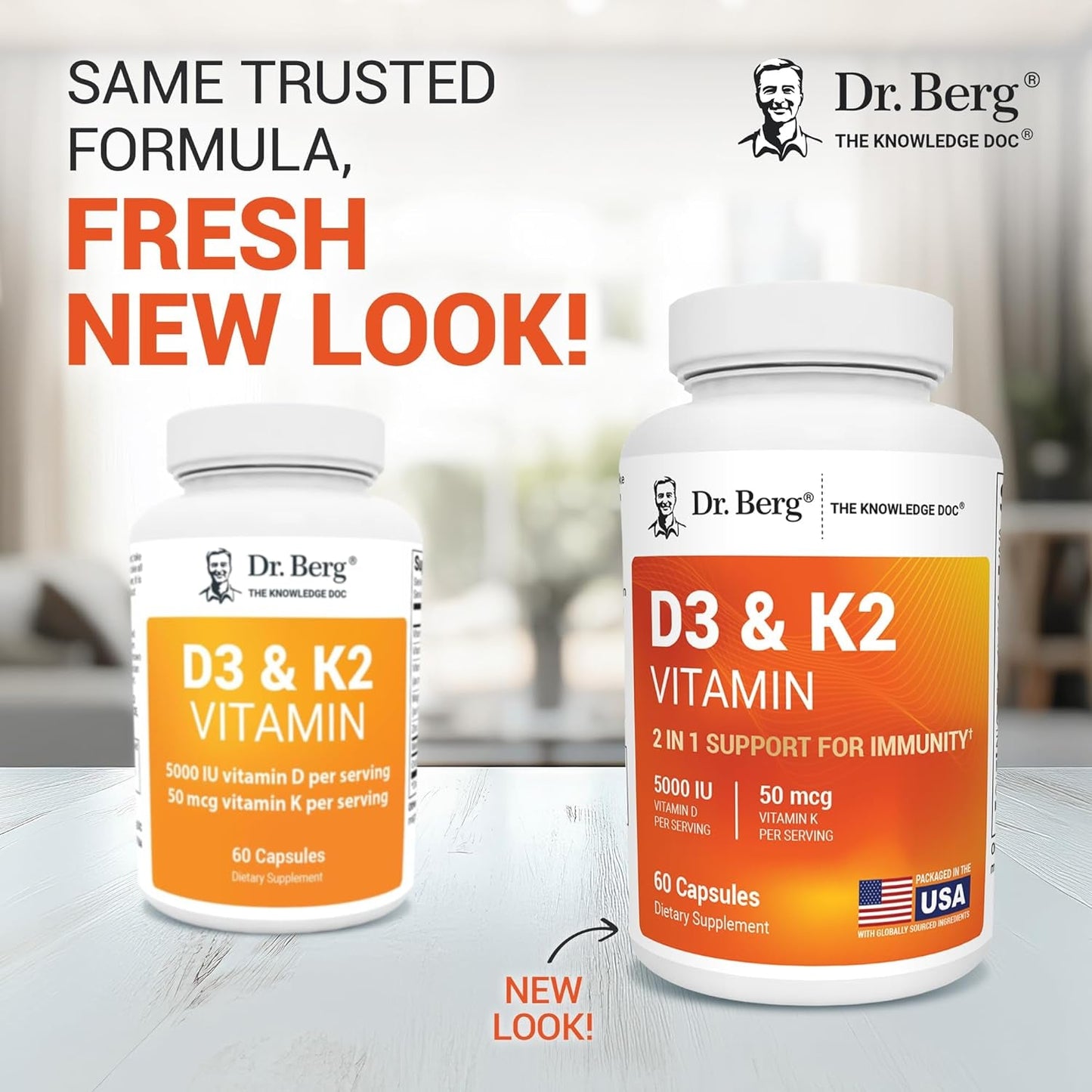 Vitamin D3 & K2 Supplement - 60 Capsules Bone Health
