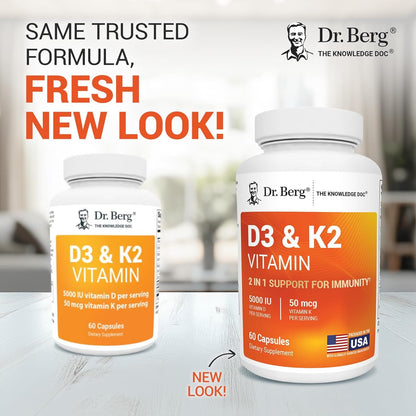 Vitamin D3 & K2 Supplement - 60 Capsules Bone Health