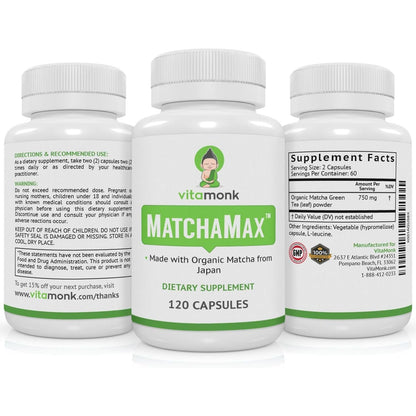 Green Tea Matcha Supplement Capsules - Boost Energy Focus