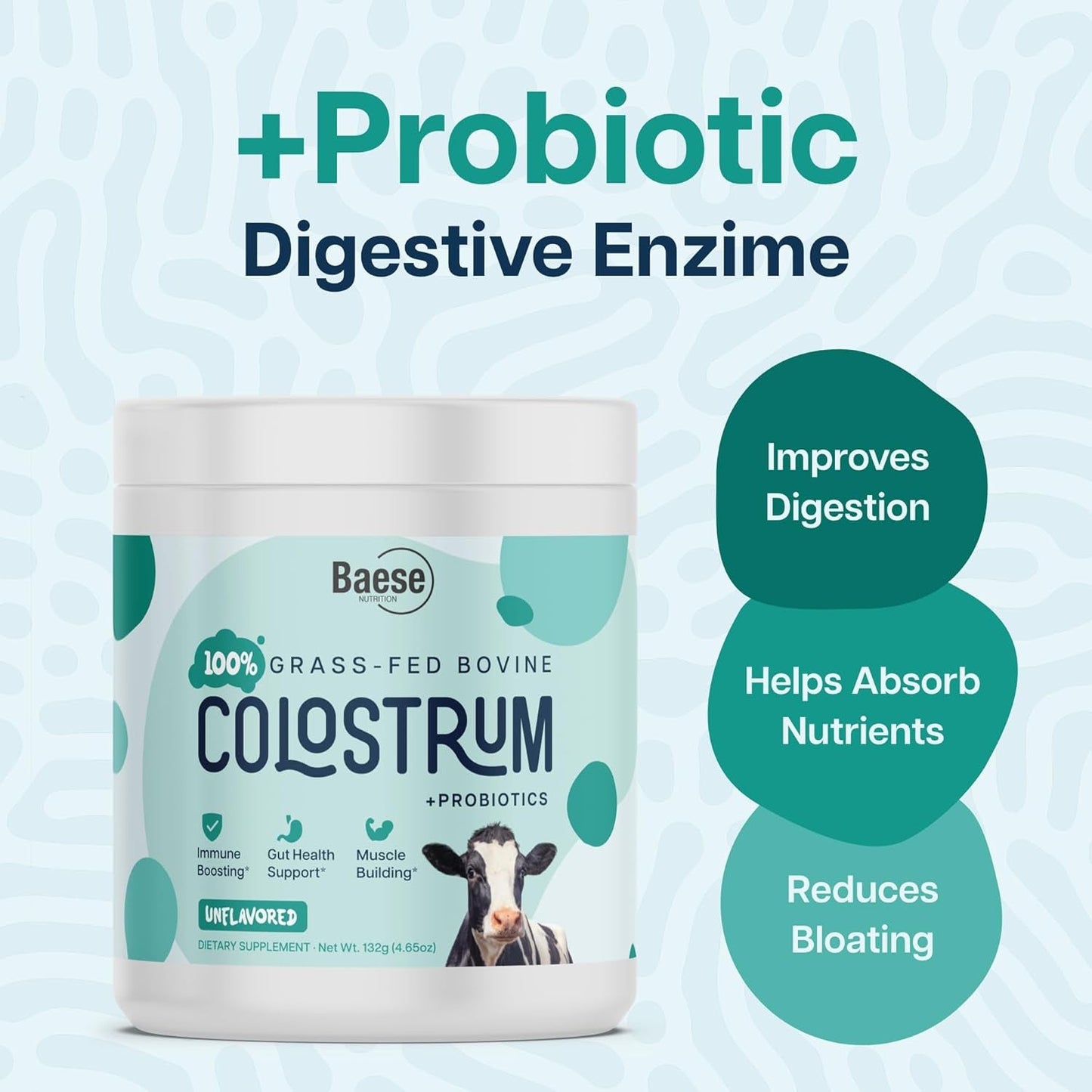 Natural Grass Fed Colostrum Probiotic Supplement Powder