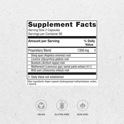 Natural Menopause Relief Supplement for Women - 180 Capsules