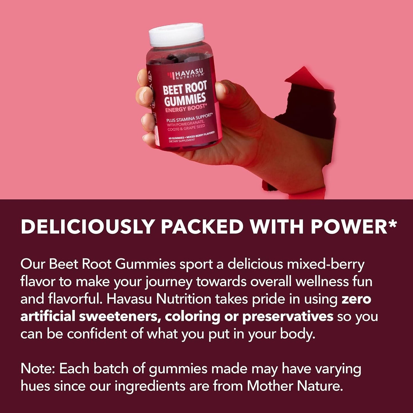 Natural Beetroot Gummies with CoQ10 for Energy Boost