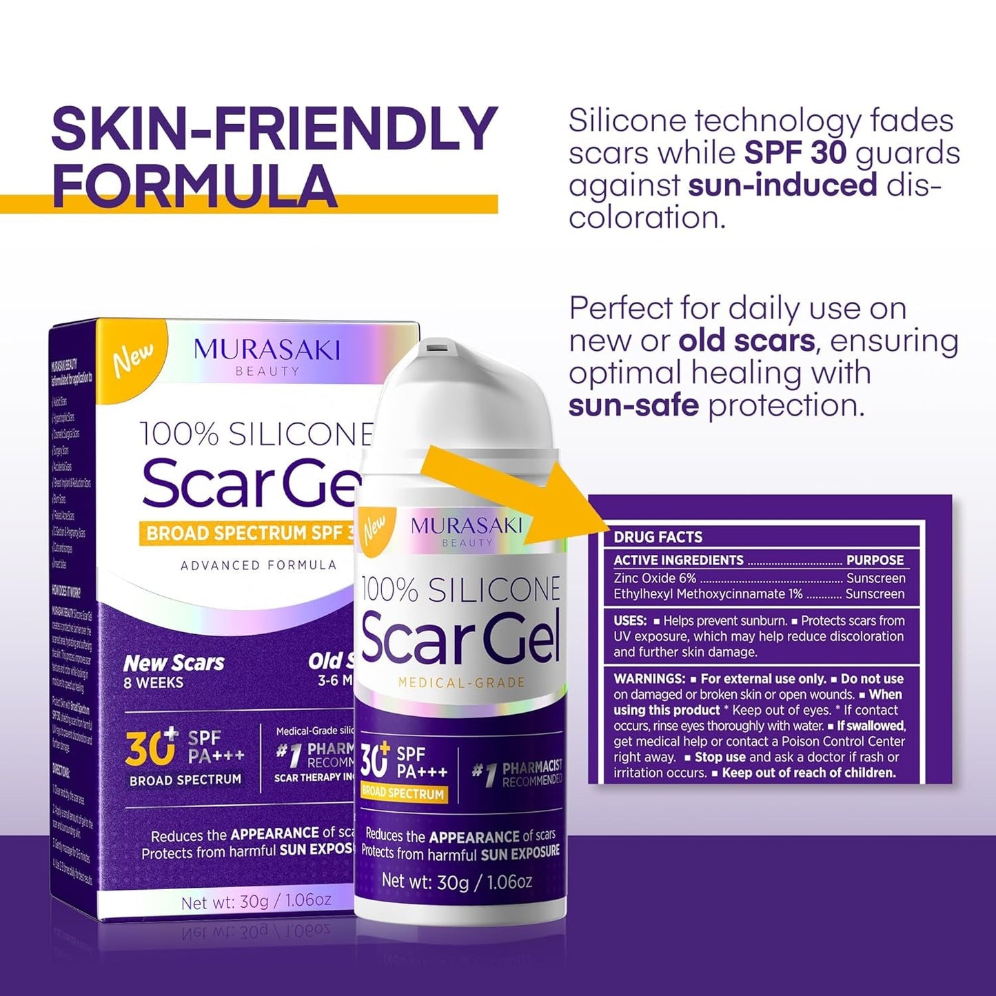 Silicone Scar Cream with SPF 30 for Sensitive Skin