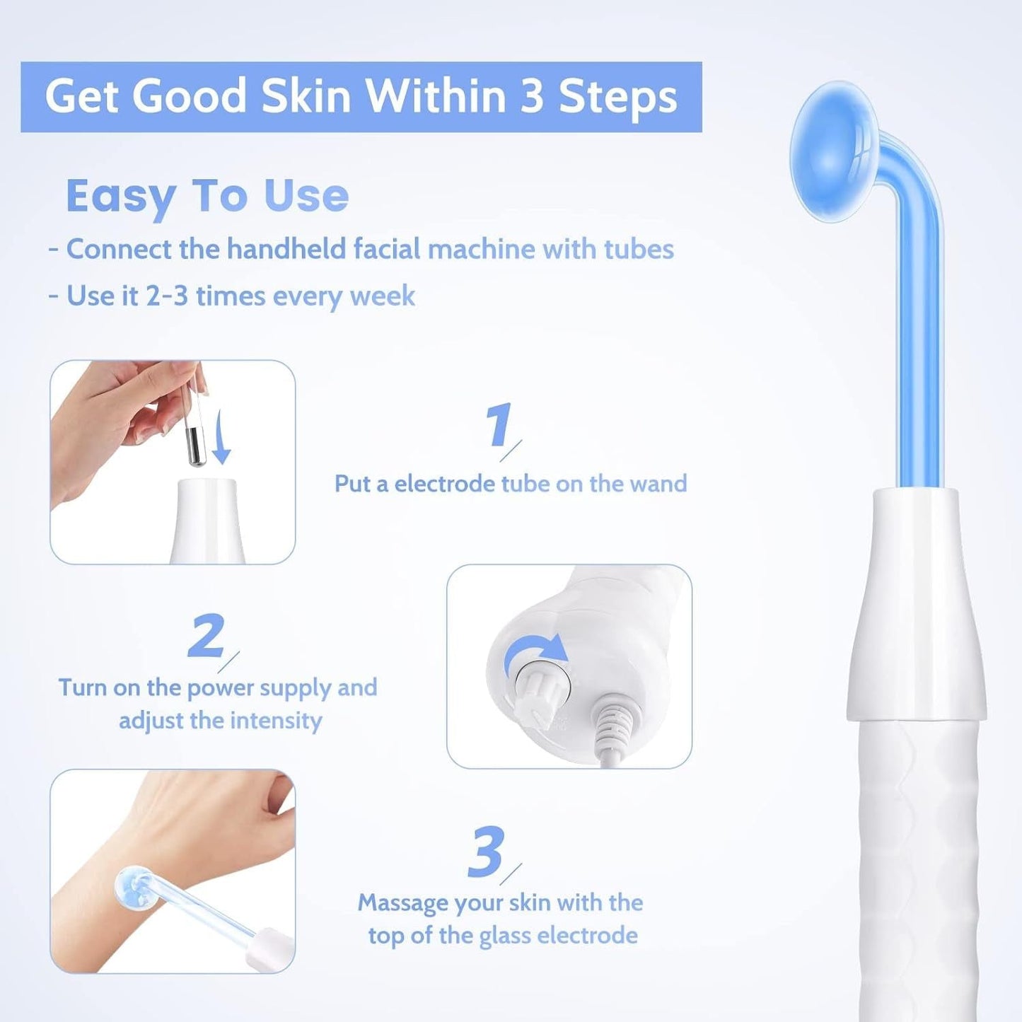 Compact Rechargeable Facial Massager - Blue