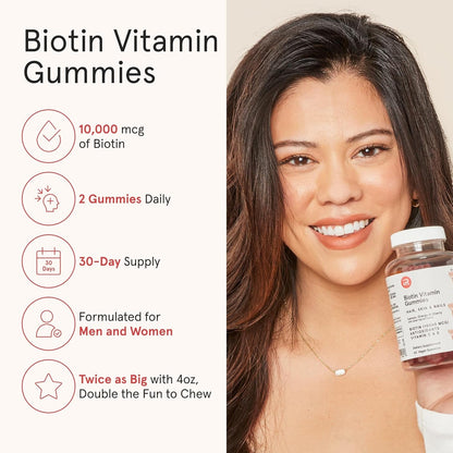Natural Hair Skin Nail Vitamin Gummies with Biotin