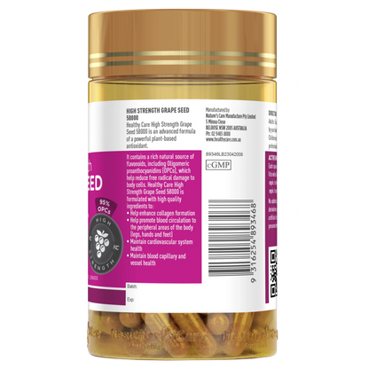 Powerful Grape Seed Extract 58000 Capsules - Anti Aging Supplement