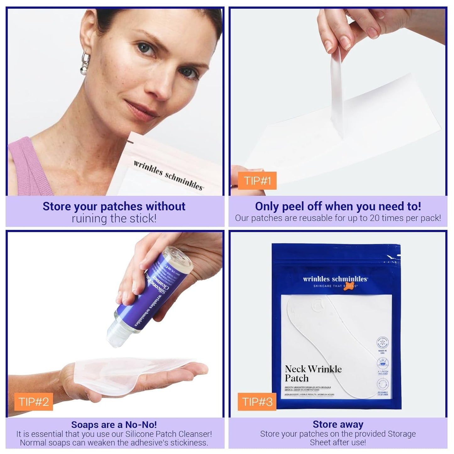 Smooth Neck Wrinkle Stickers - Reusable Silicone Patches