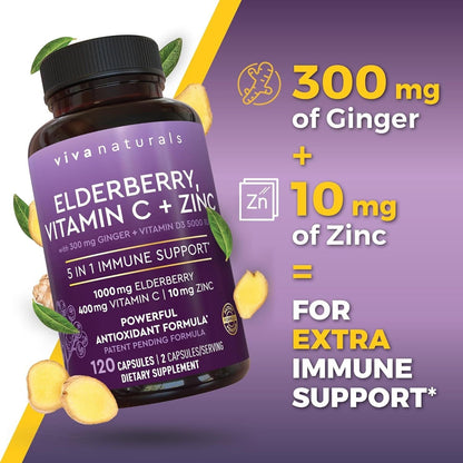 Natural Immune Booster with Vitamin C and Zinc Capsules