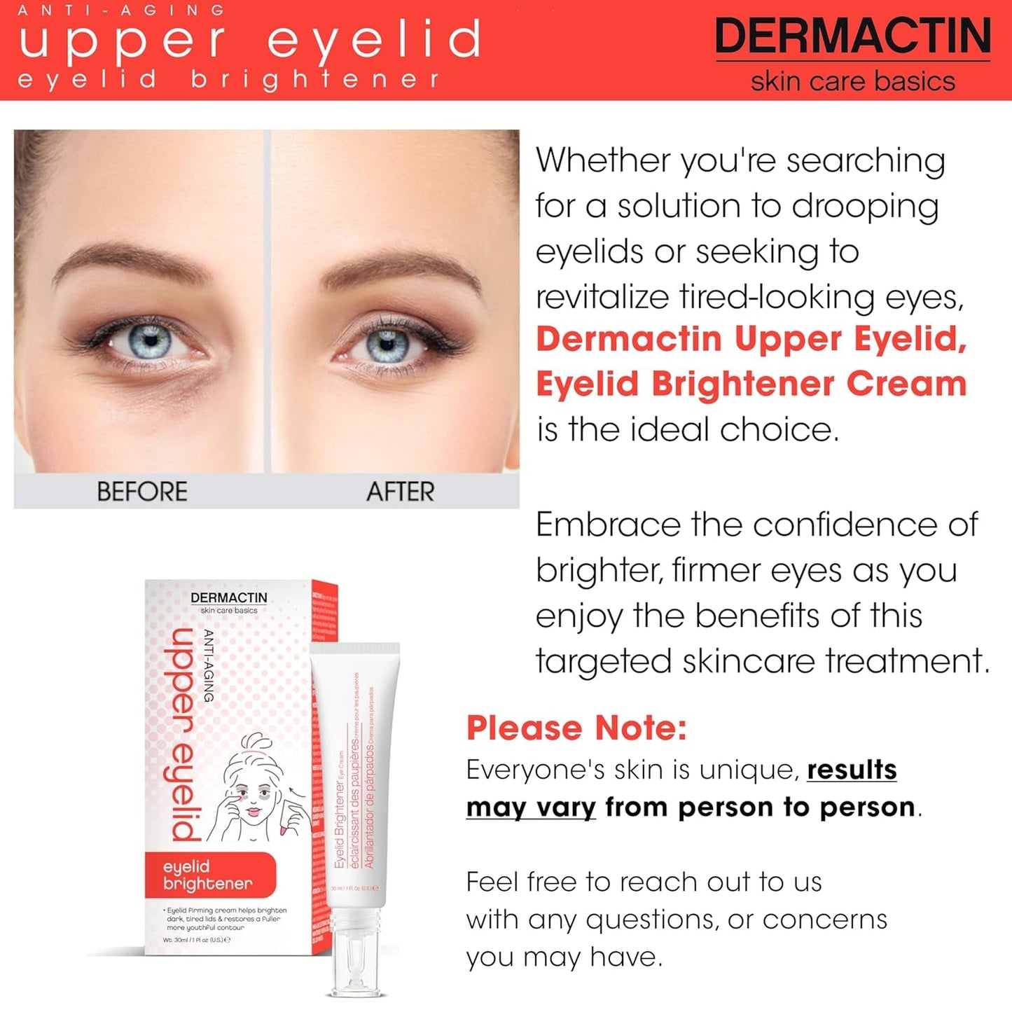 Firming Upper Eyelid Cream for Sagging Lids