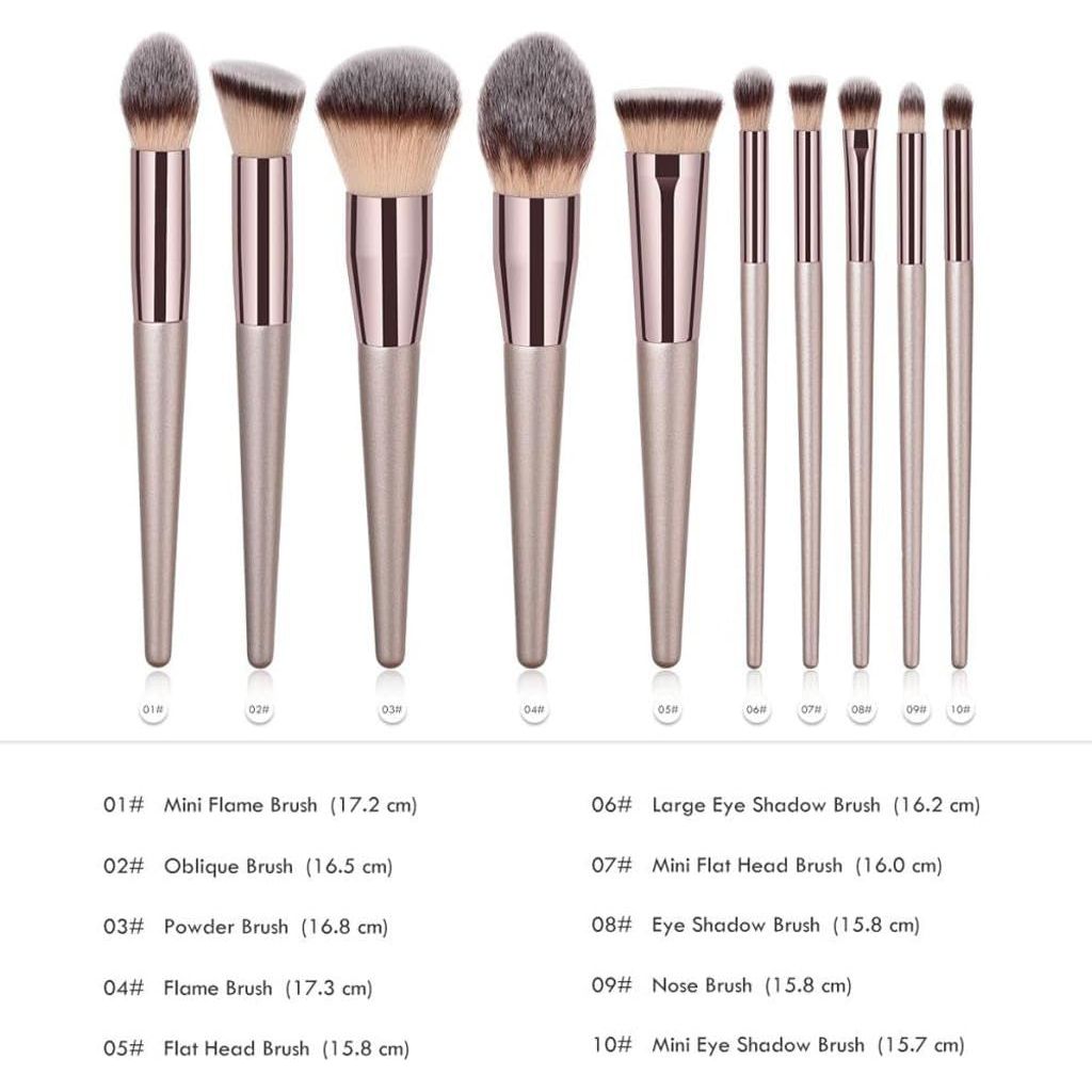 Luxury 10 Piece Gold Makeup Brush Kit