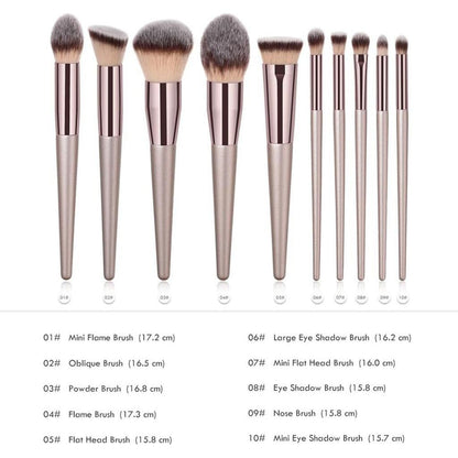 Luxury 10 Piece Gold Makeup Brush Kit