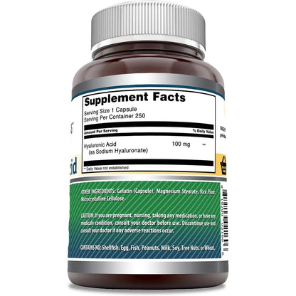 Premium Hyaluronic Acid Joint Hydration Supplements 250 Capsules