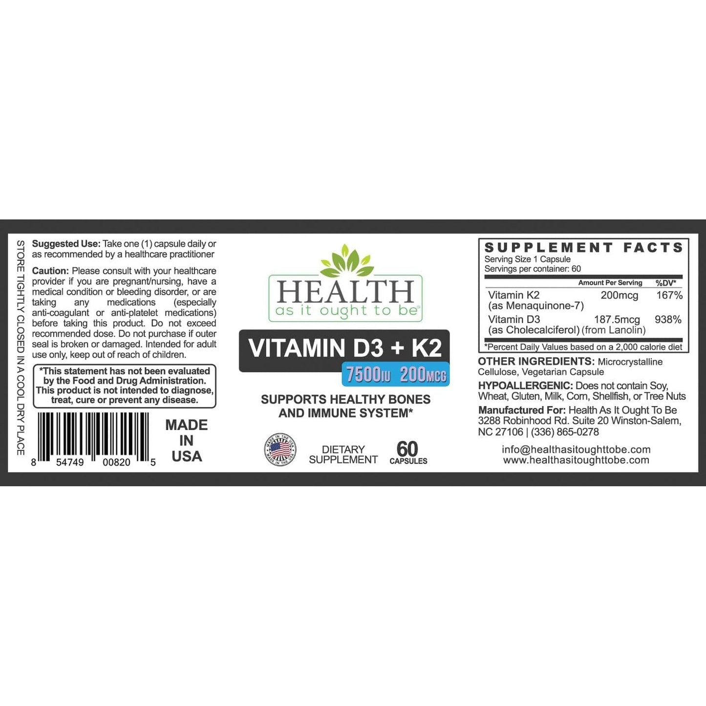Premium Vitamin D3 & K2 Tablets for Bone Health