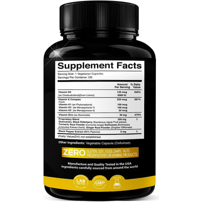 Premium Vegan D3 Supplement with Zinc and K