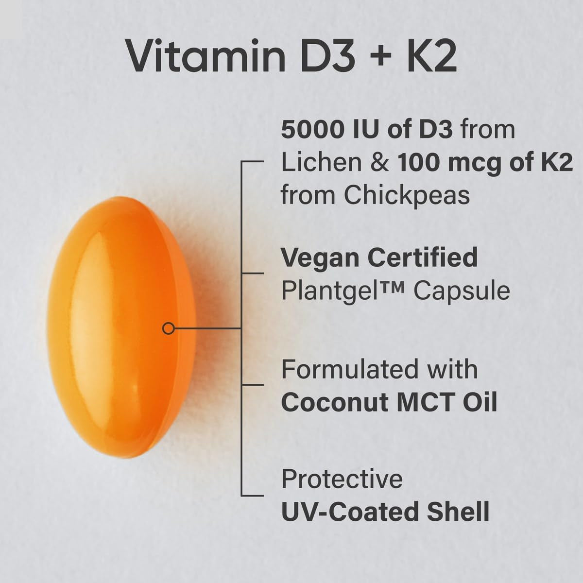 Vegan D3 & K2 Softgels for Bone Health