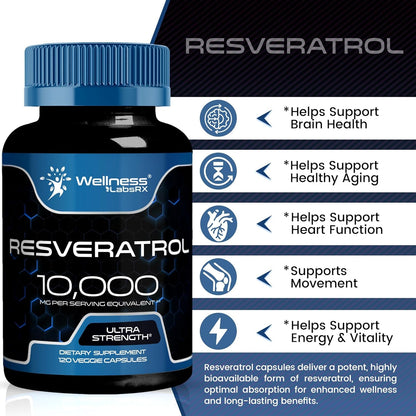High Potency Resveratrol 10000MG Capsules 120 Count