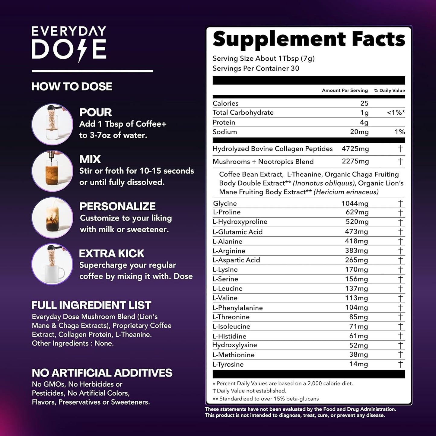 Daily Boost Coffee - 30 Servings | Coffee with Protein, Mushrooms & Collagen