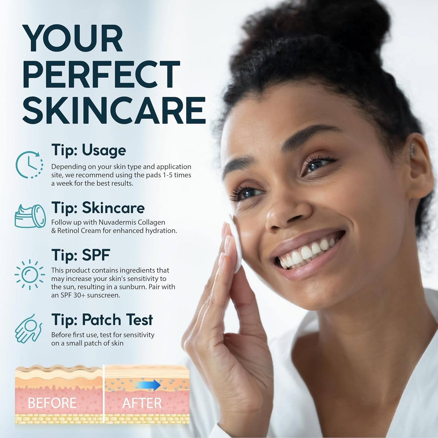 Glycolic Acid Skin Peel Pads - Exfoliate & Brighten