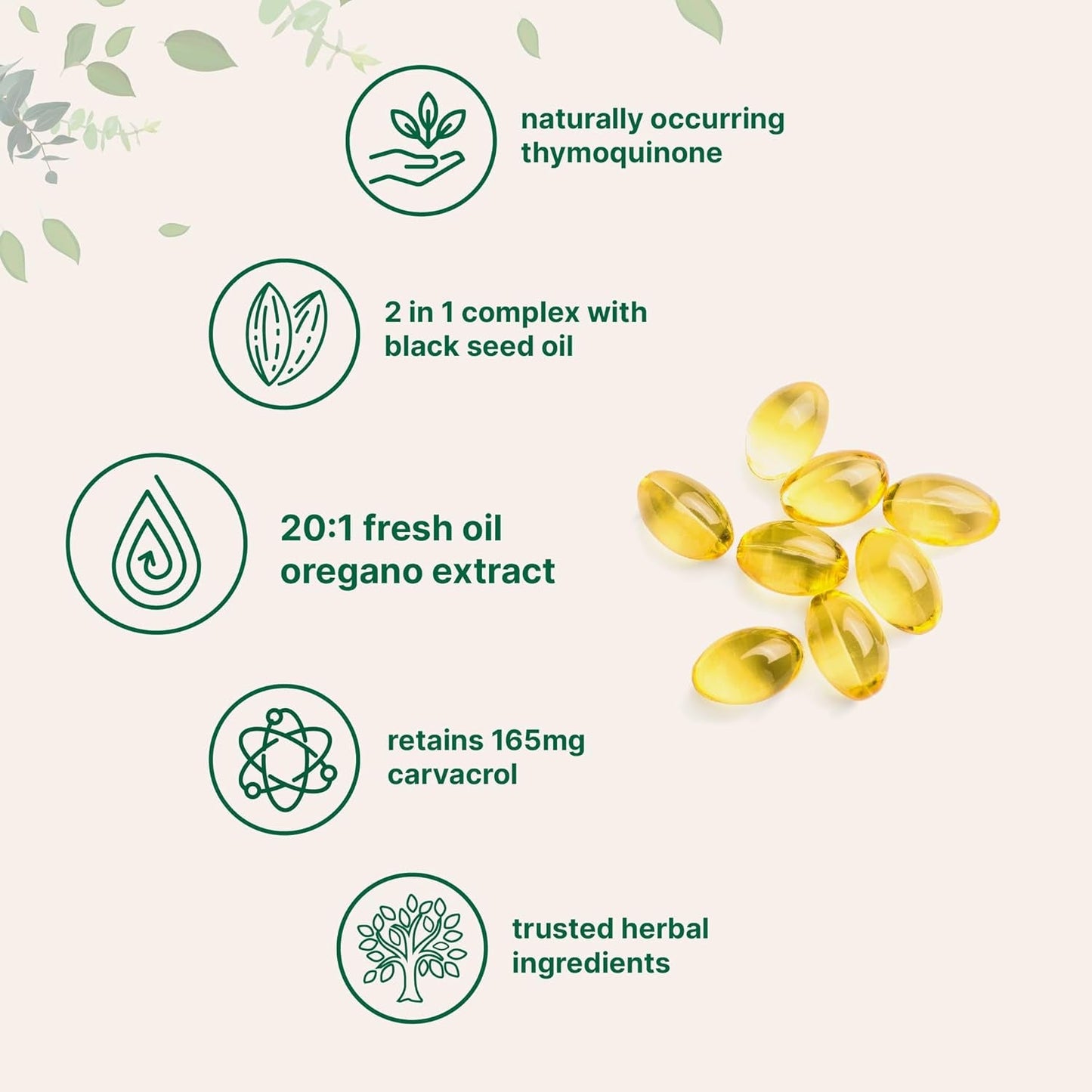 Natural Oregano Oil Softgels with Black Seed Oil Booster