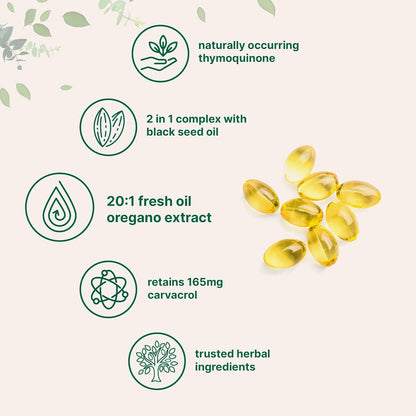 Natural Oregano Oil Softgels with Black Seed Oil Booster