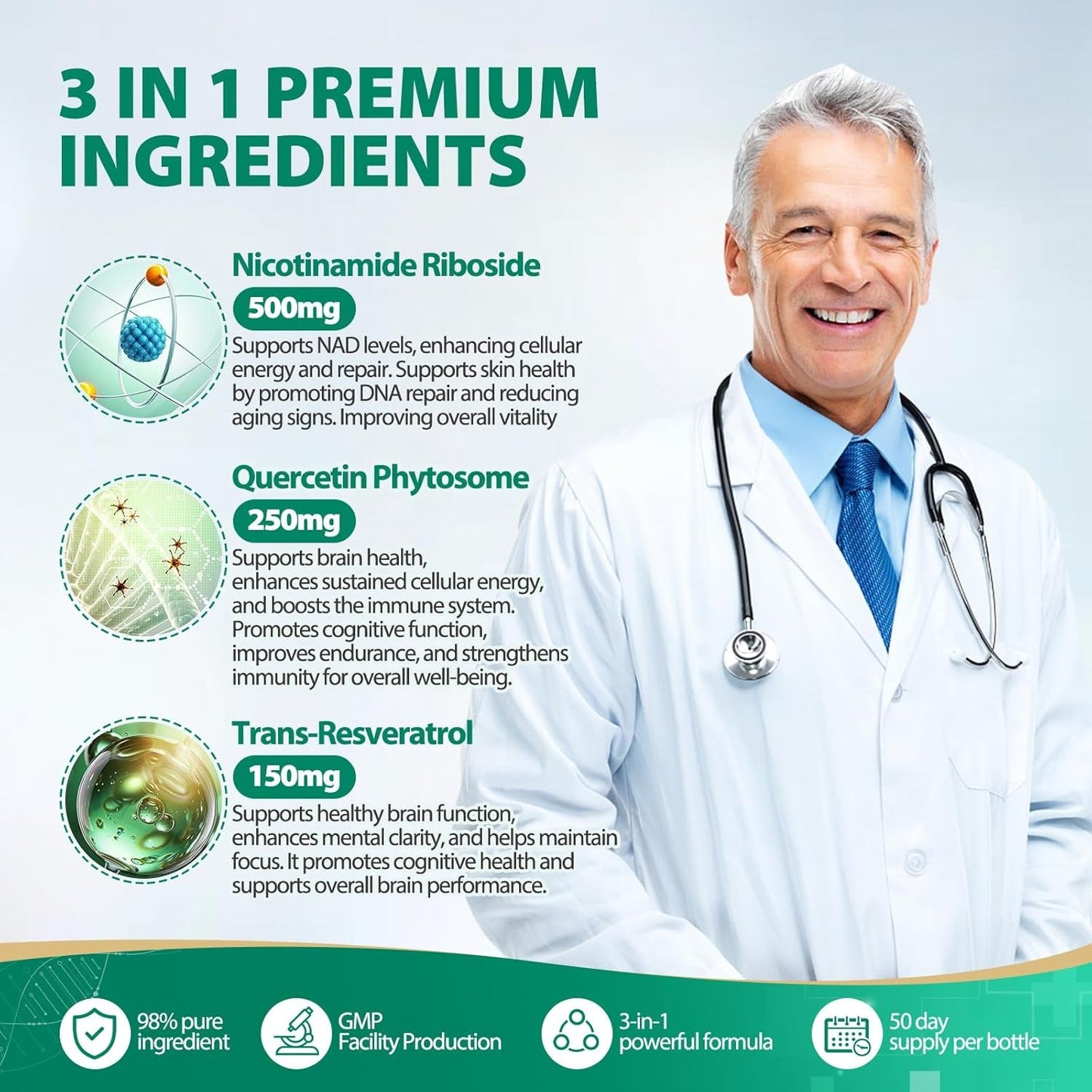 Premium NAD+ Booster Supplement Capsules