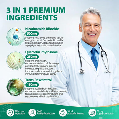 Premium NAD+ Booster Supplement Capsules