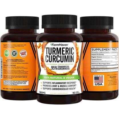 Premium Turmeric Supplement - 90 Count Joint & Brain Aid