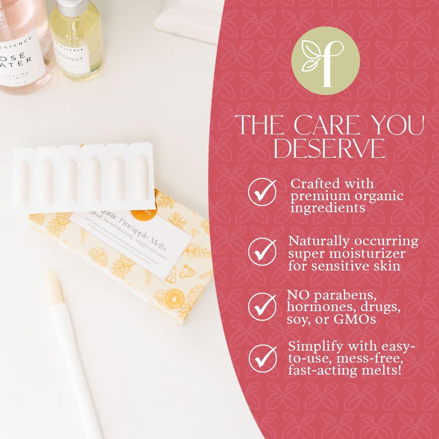 Natural Vaginal Moisturizer Suppositories - 14 Pack with Applicator