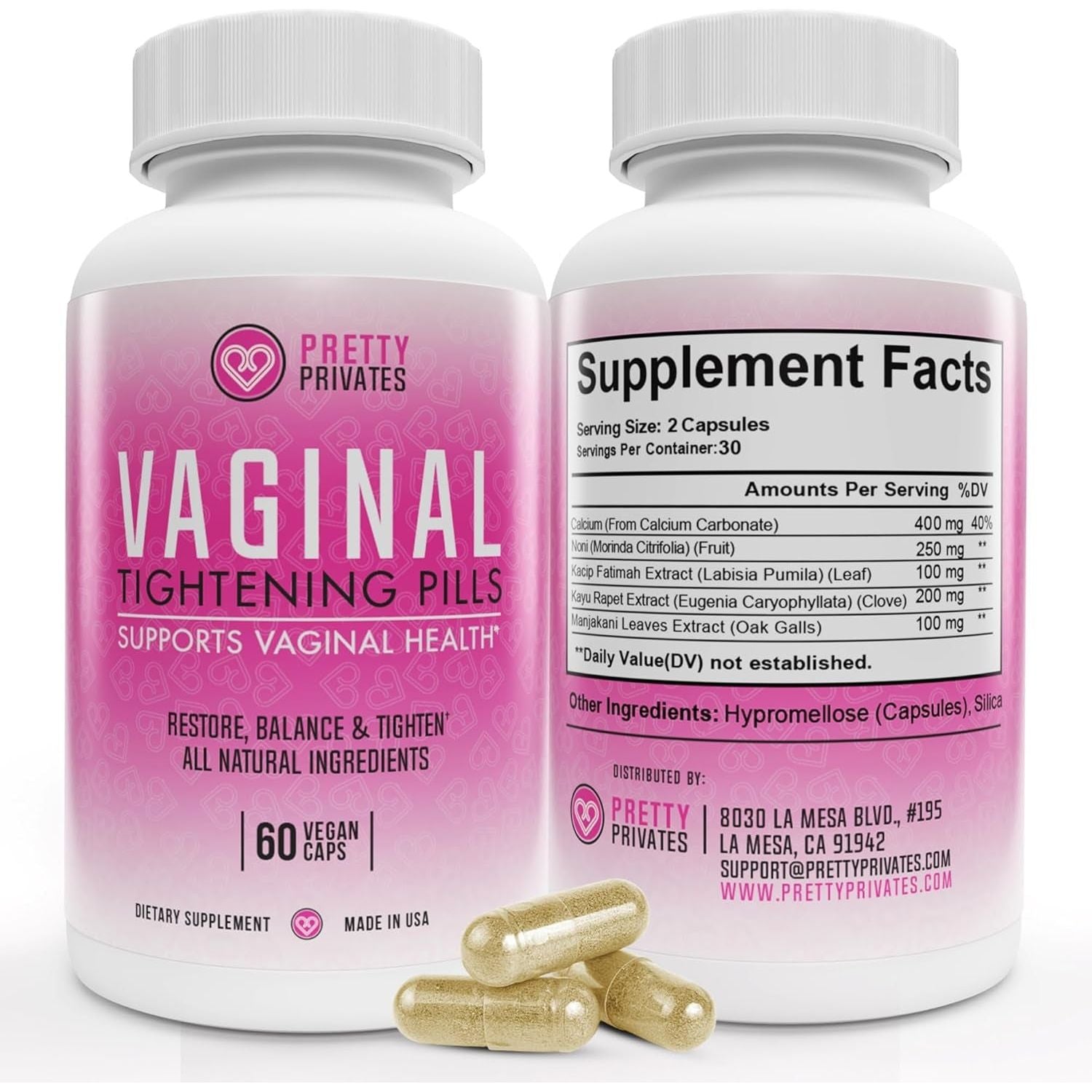 Natural Vaginal Tightening Supplements - 60 Capsules - Mycosmeticslondon