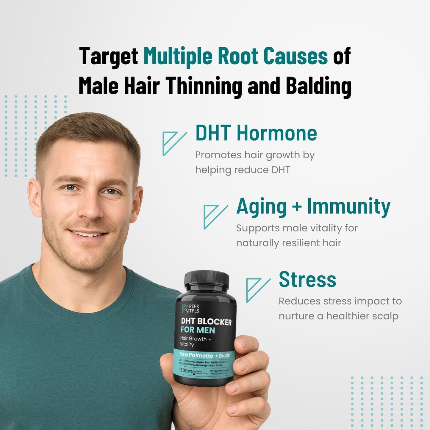 Natural Hair Growth Supplement for Men - 90 Capsules