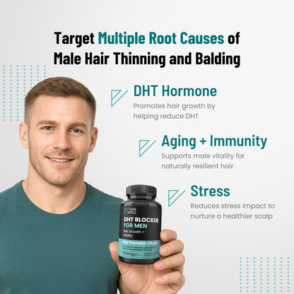 Natural Hair Growth Supplement for Men - 90 Capsules