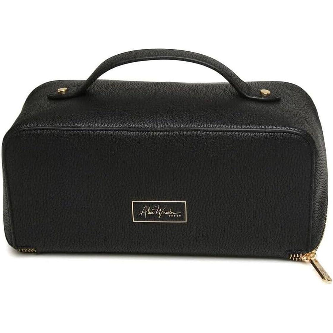 Small Chic Travel Makeup Bag - Black Vegan Leather