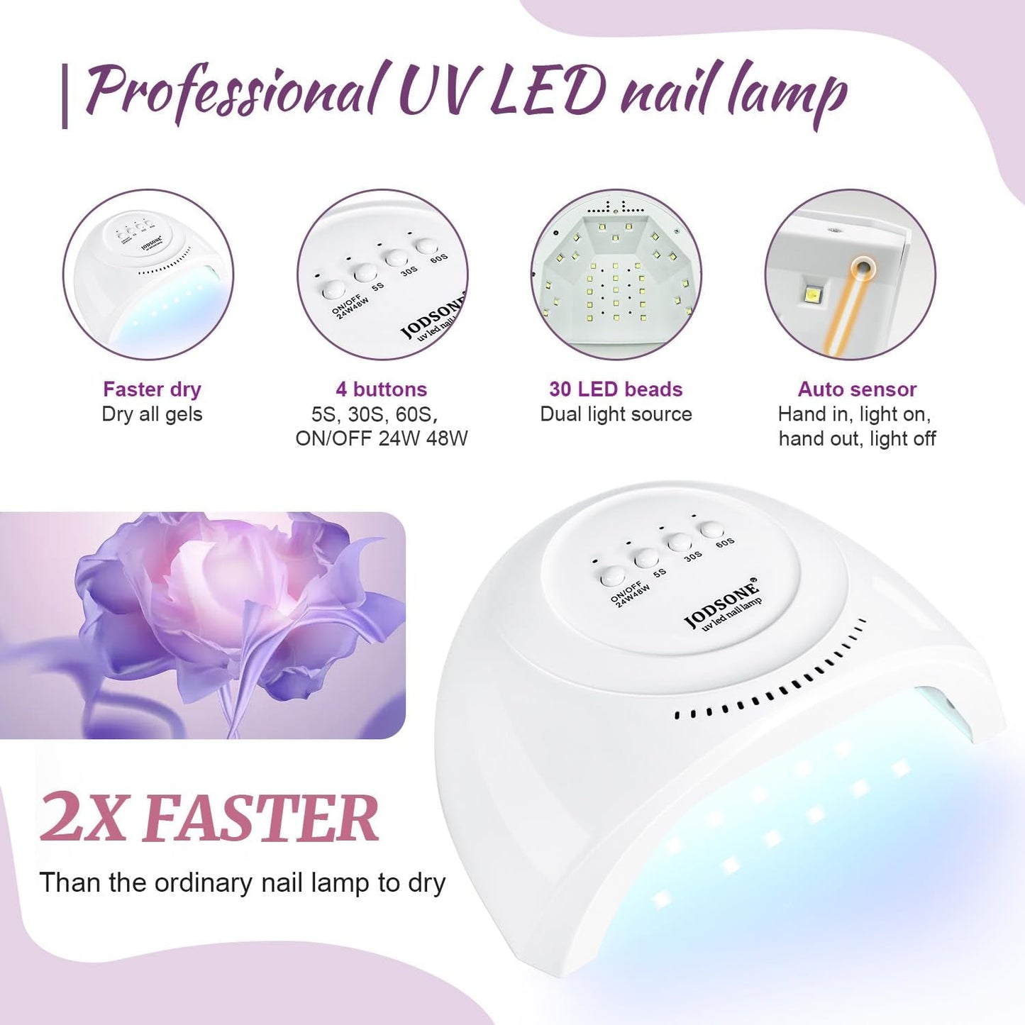 Complete Nail Art Kit with 55 Shades and UV Lamp