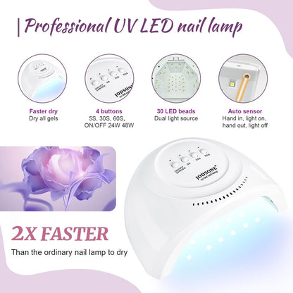 Complete Nail Art Kit with 55 Shades and UV Lamp