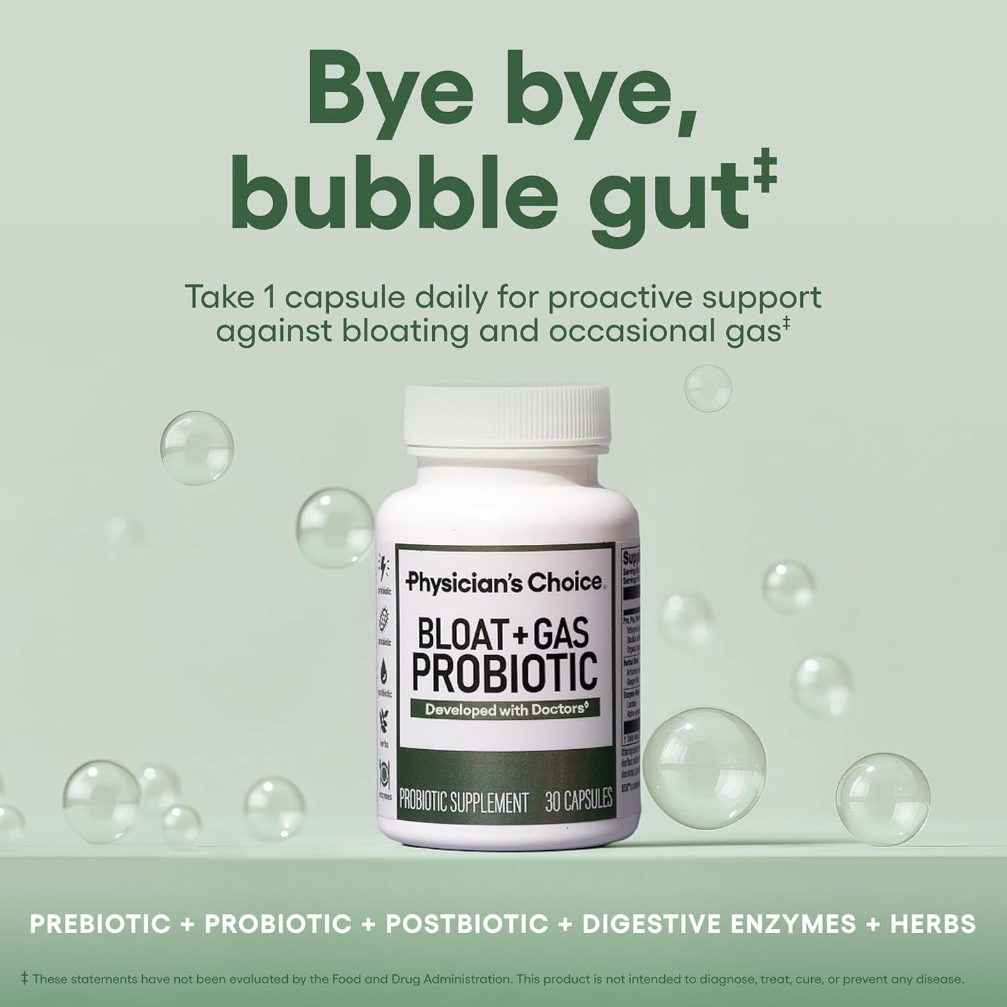 Natural Digestive Probiotic Capsules for Gas Relief