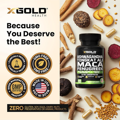 Natural Energy Booster Supplement for Men - 120 Capsules