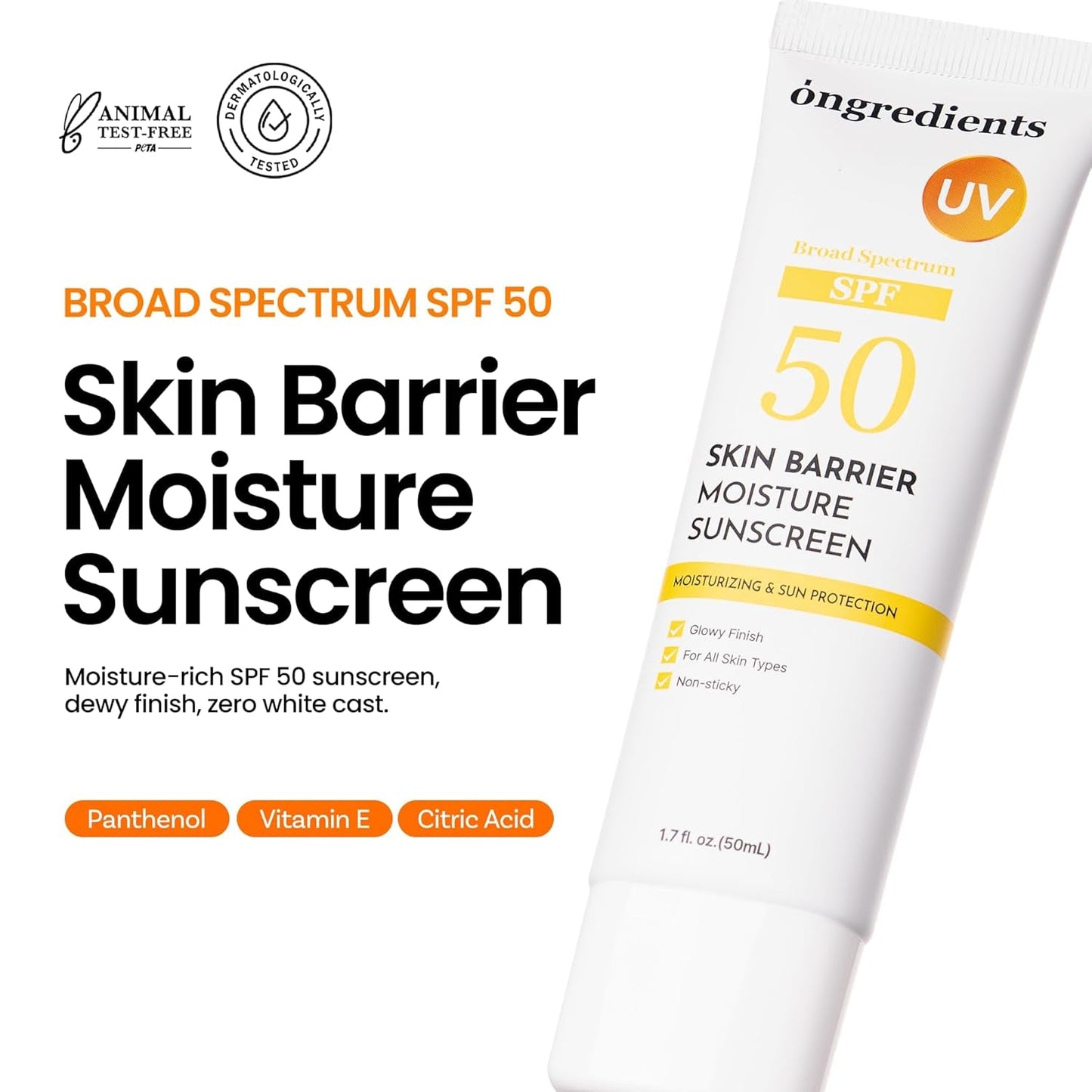 Natural Daily Sunscreen Lotion SPF 50, Hydrating Moisturizer