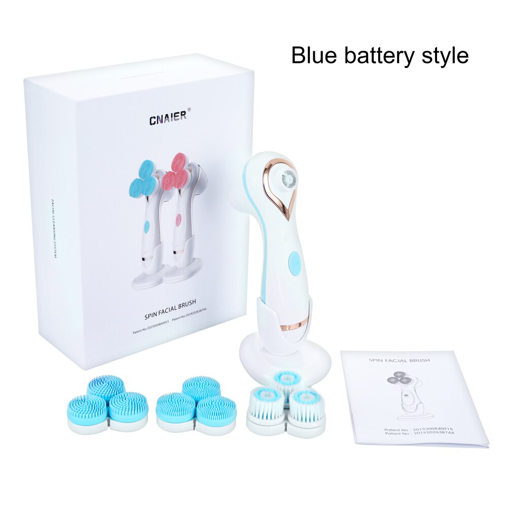 Rechargeable Facial Cleaning Brush Set with 3 Interchangeable Heads