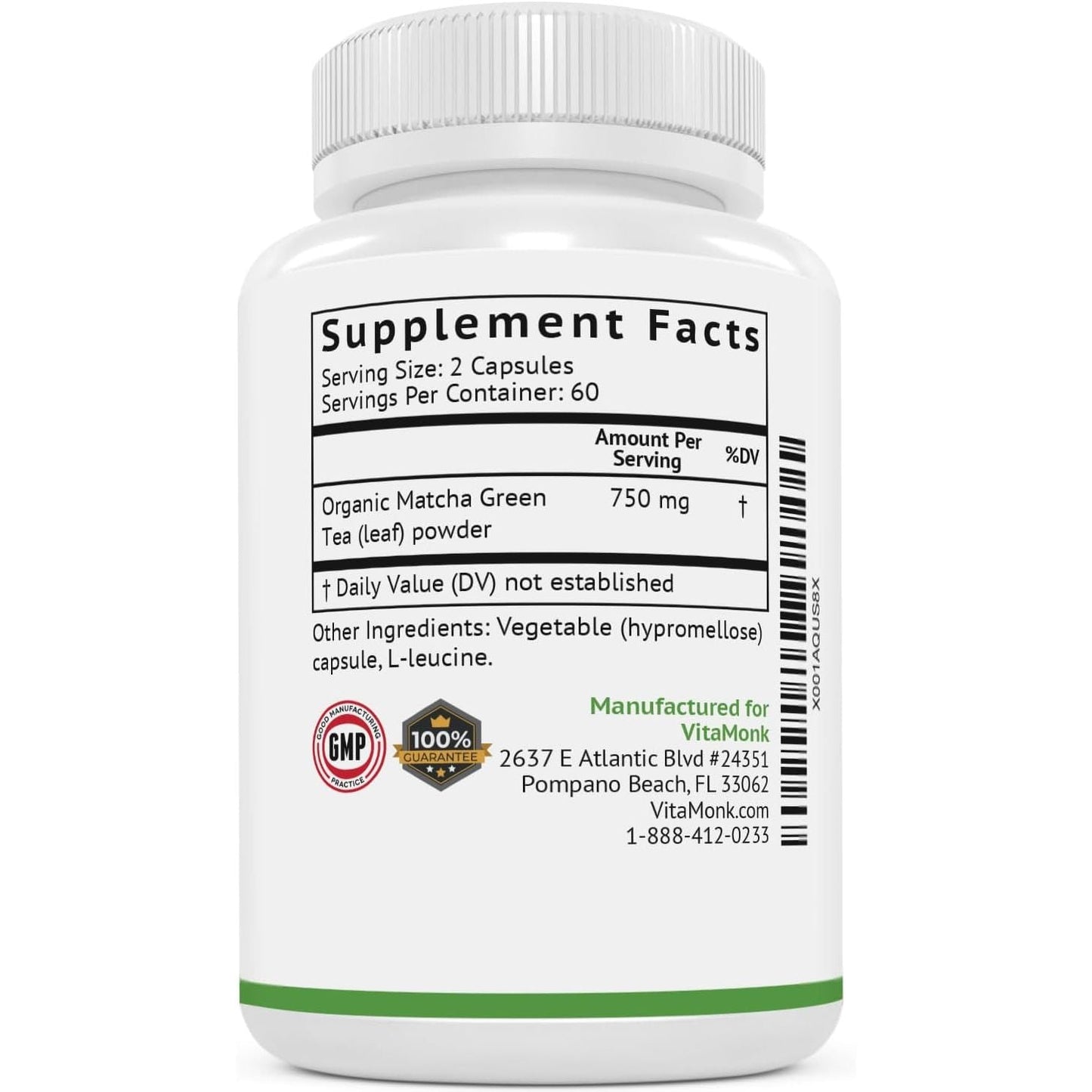 Green Tea Matcha Supplement Capsules - Boost Energy Focus