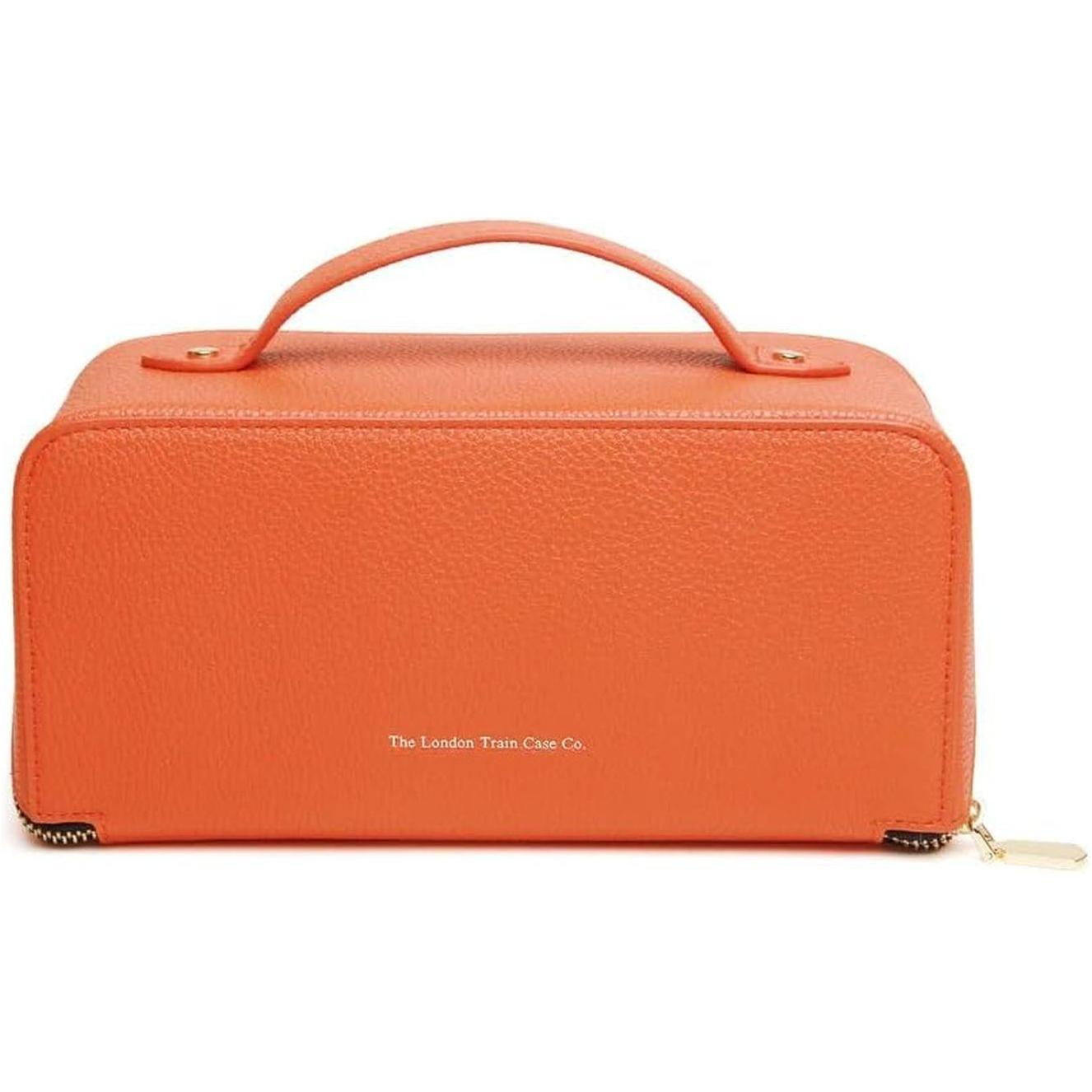Premium Vegan Travel Makeup Bag - Orange & Black