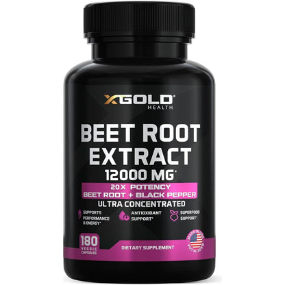 Premium Beet Root Supplement 12000mg - 180 Capsules - Mycosmeticslondon